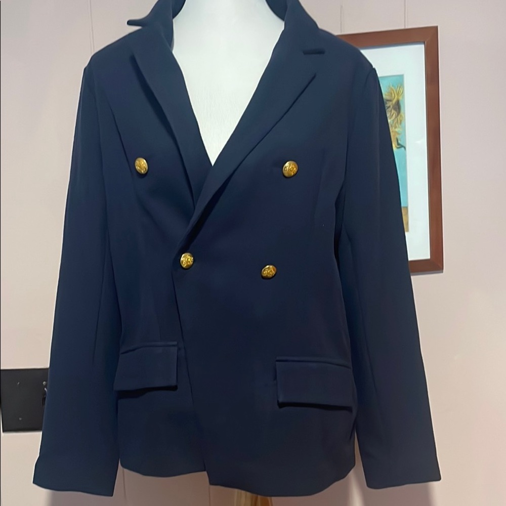 Spartina 449 Navy Double-Breasted Blazer with Gold Buttons